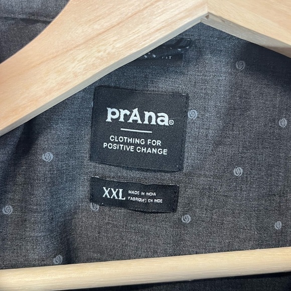 Prana Men's Tinline Shirt Short Sleeve Grey Button Down Organic Cotton Size XXL - Picture 6 of 7